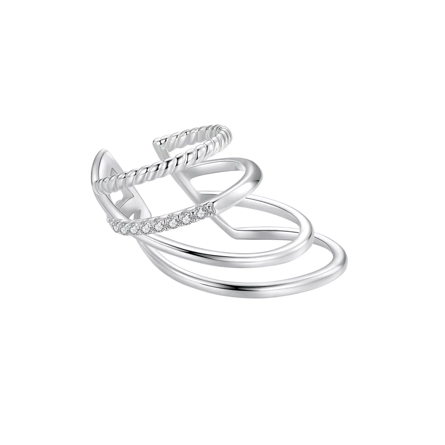 925 Sterling Silver Earrings with CZ and White Gold Plating