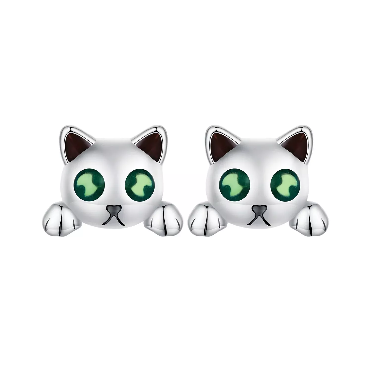925 Sterling Silver Earrings with Enamel in Oxidized Finish