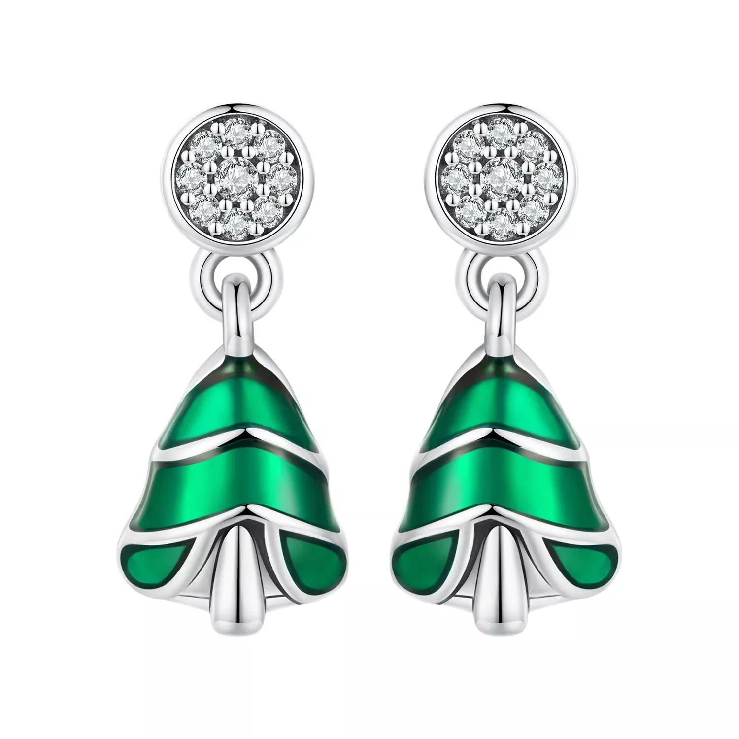 925 Sterling Silver Earrings with Enamel and Pavé Set CZ in Oxidized Silver