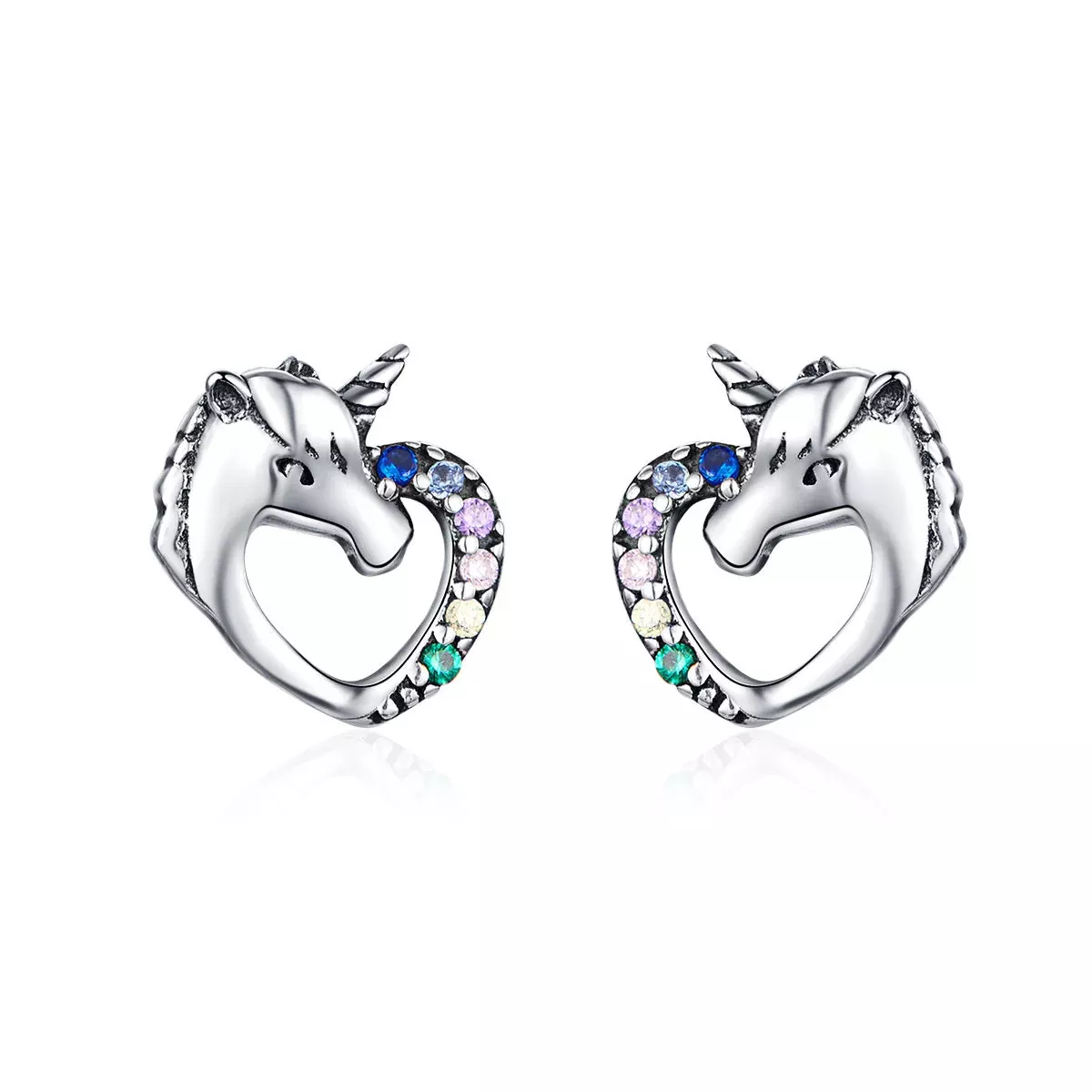 925 Sterling Silver Earrings with Oxidized Finish and Pavé Setting
