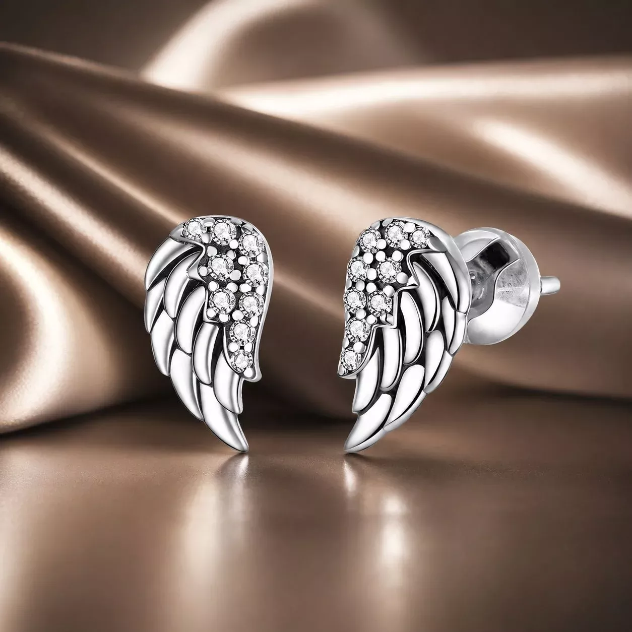 925 Sterling Silver Earrings with Pavé Setting CZ - 1.1x0.6cm