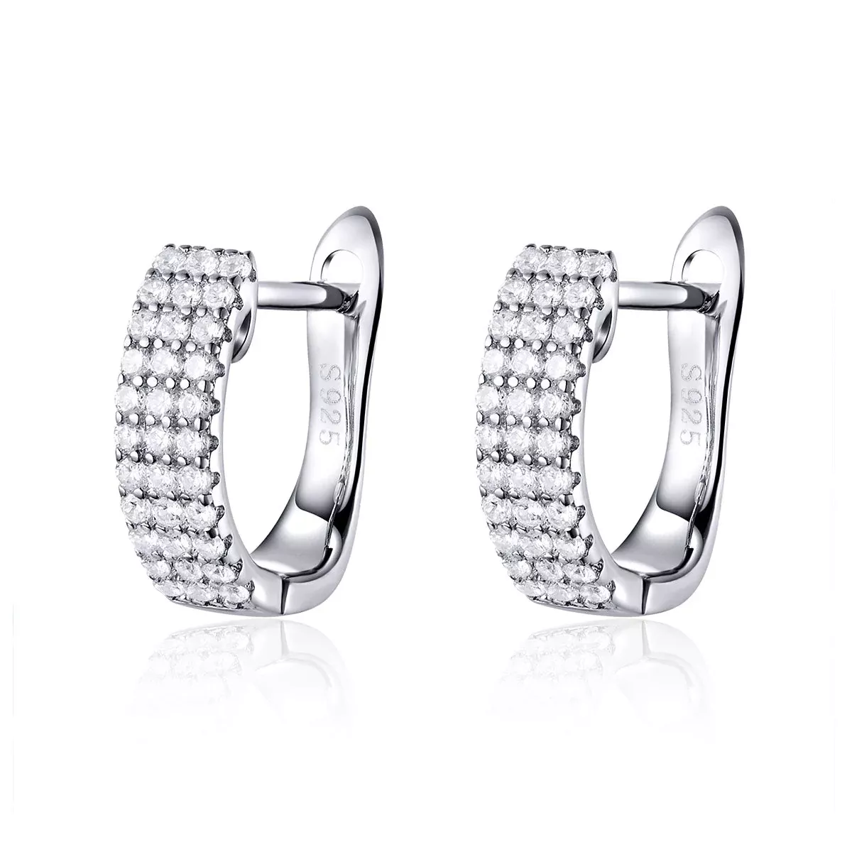 925 Sterling Silver Earrings with Pavé Setting CZ 1.3*0.4cm