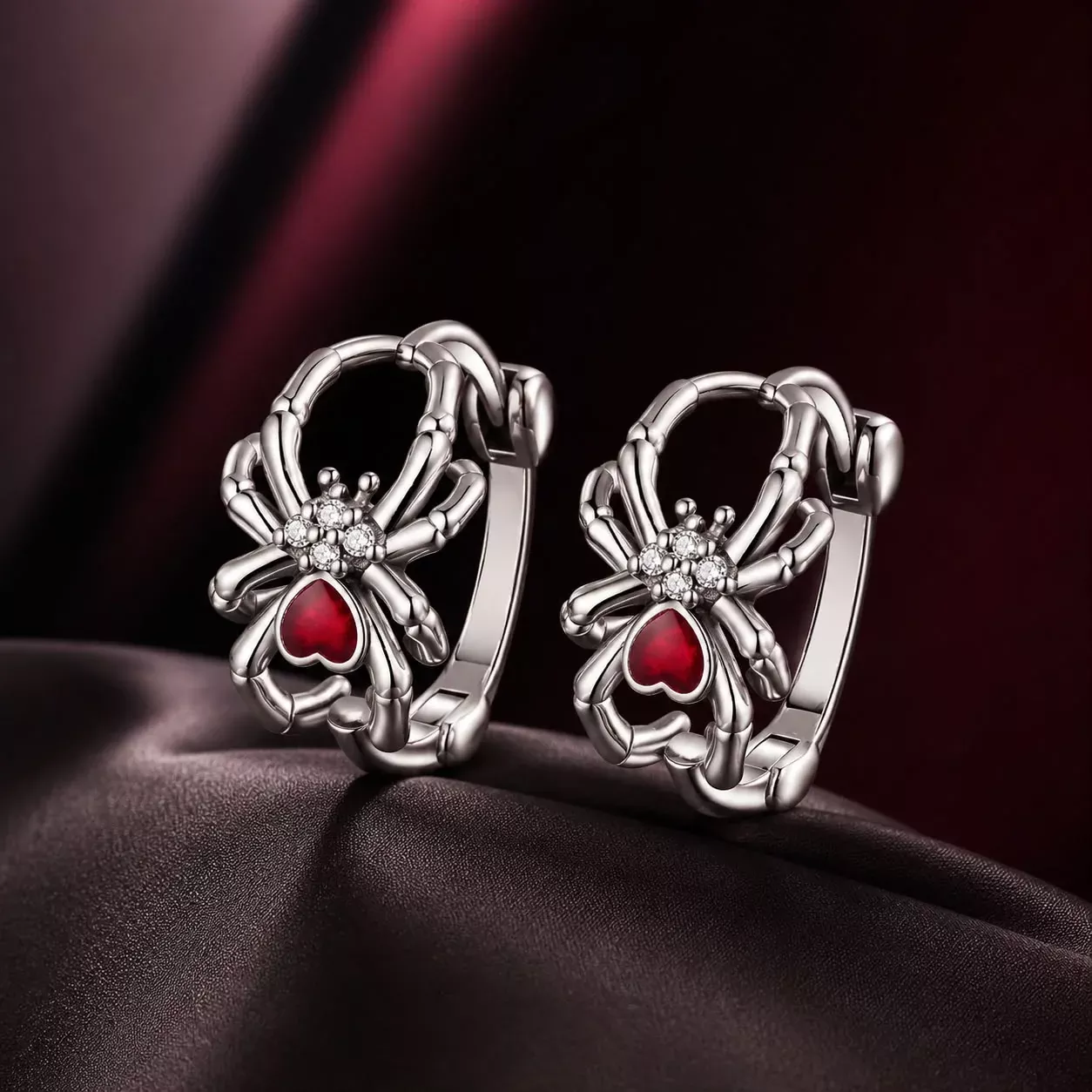 925 Sterling Silver Earrings with Pavé Setting CZ and Enamel Process