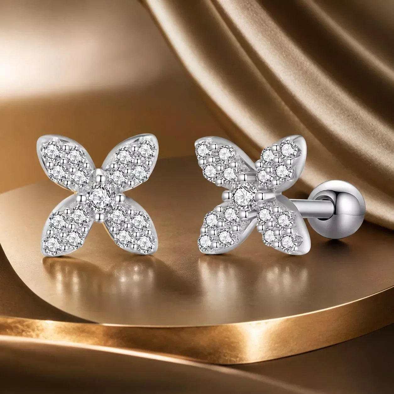 925 Sterling Silver Earrings with Pavé Setting CZ in Elegant Design