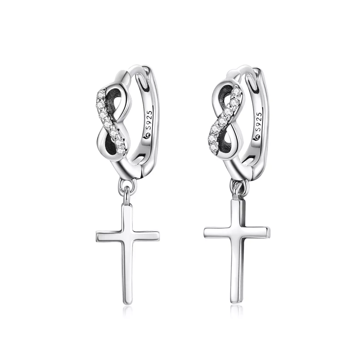 925 Sterling Silver Earrings with Pavé Setting CZ in Oxidized Finish