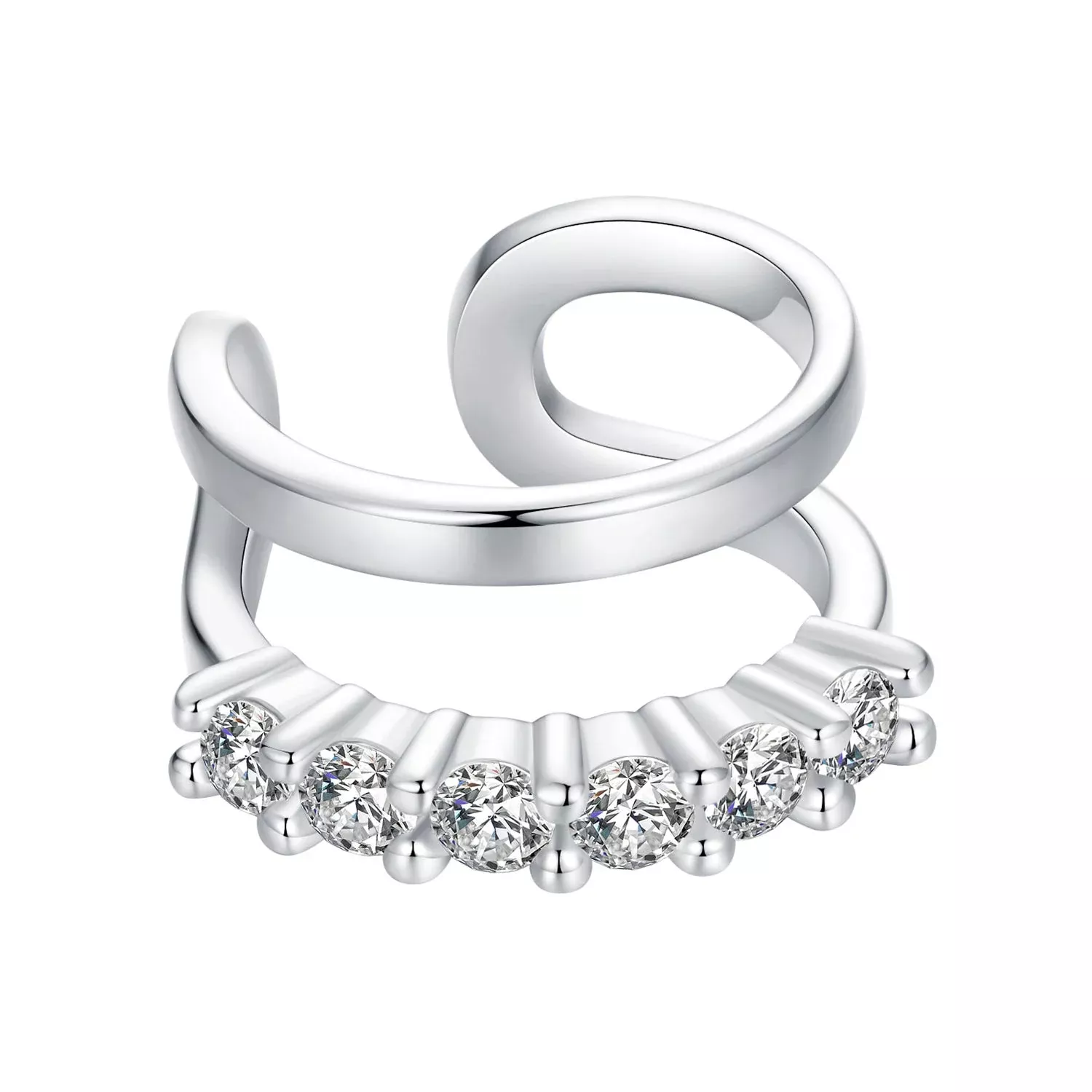 925 Sterling Silver Earrings with Pavé Setting CZ in Platinum
