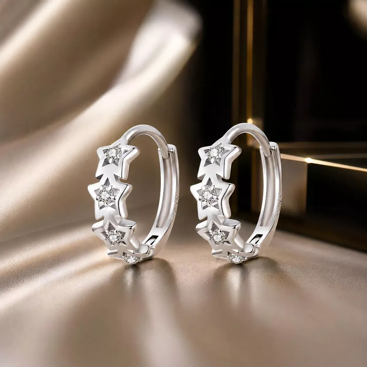 925 Sterling Silver Earrings with Pavé Setting, Size: 13*5mm, for Women