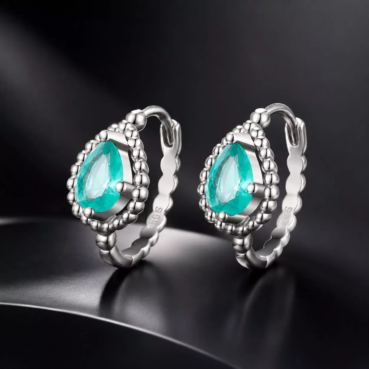 925 Sterling Silver Earrings with Pavé Setting and Transparent Glass