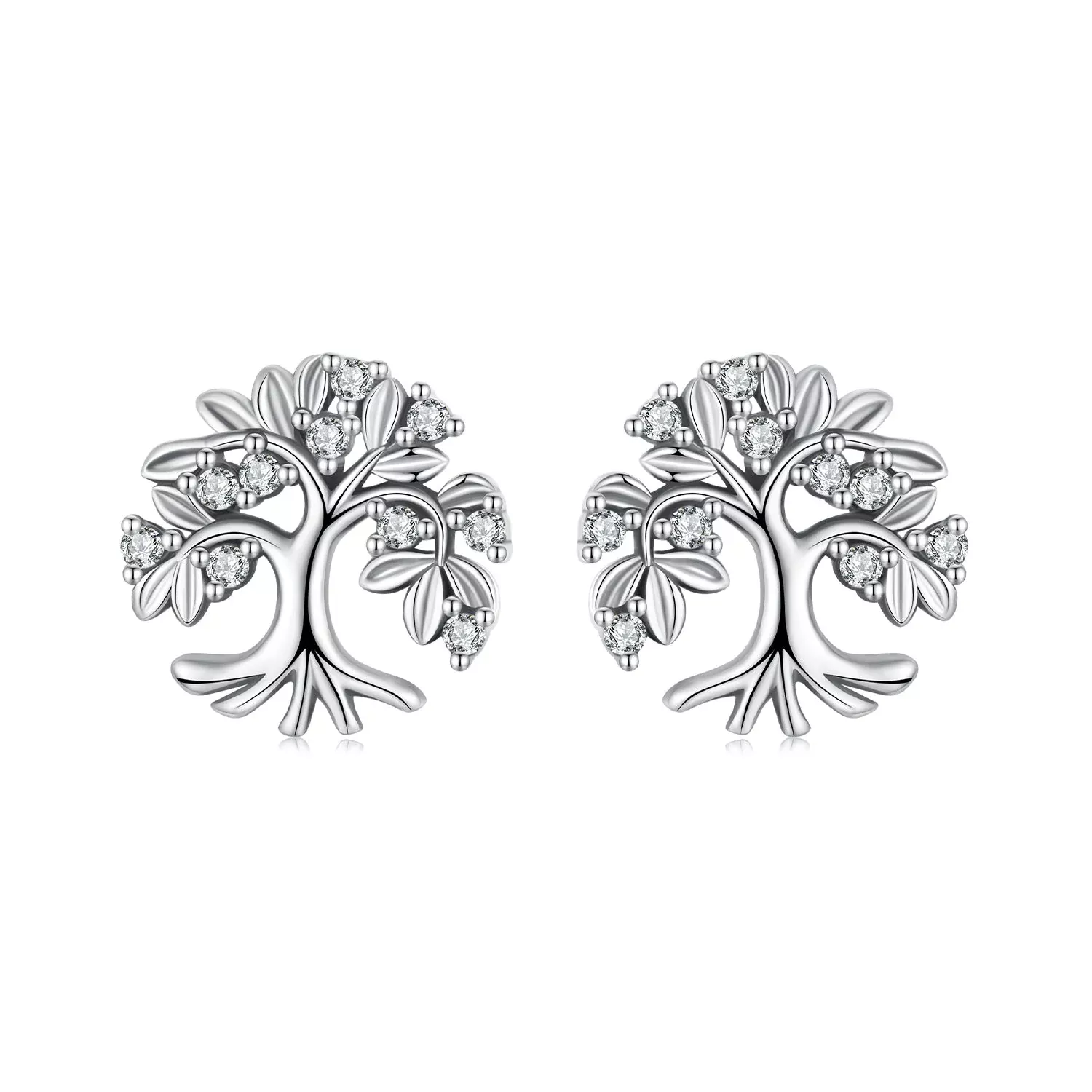 925 Sterling Silver Earrings with Pave Setting CZ - Oxidized Finish - 0.9cm