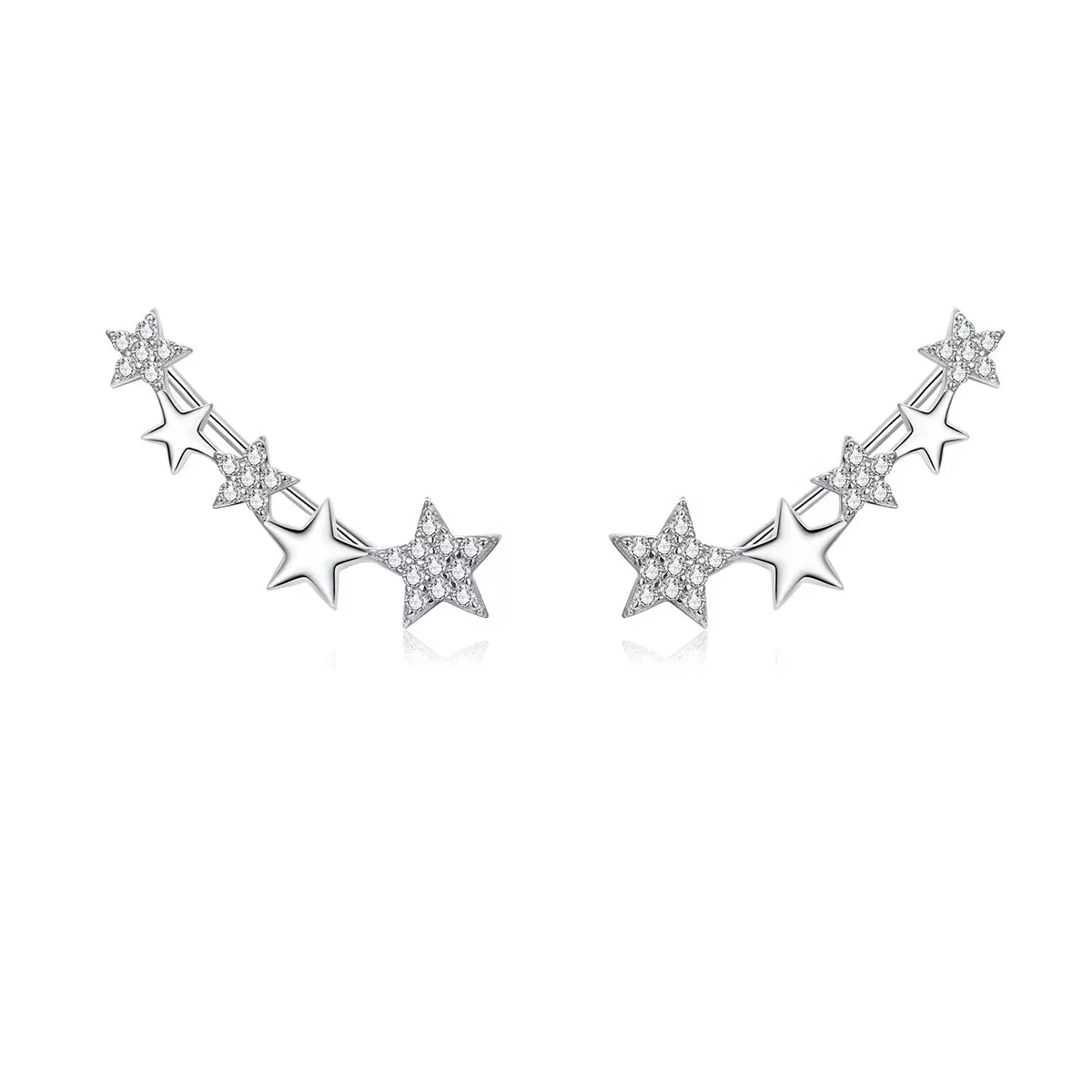 925 Sterling Silver Earrings with Plated Platinum and Pavé Setting CZ