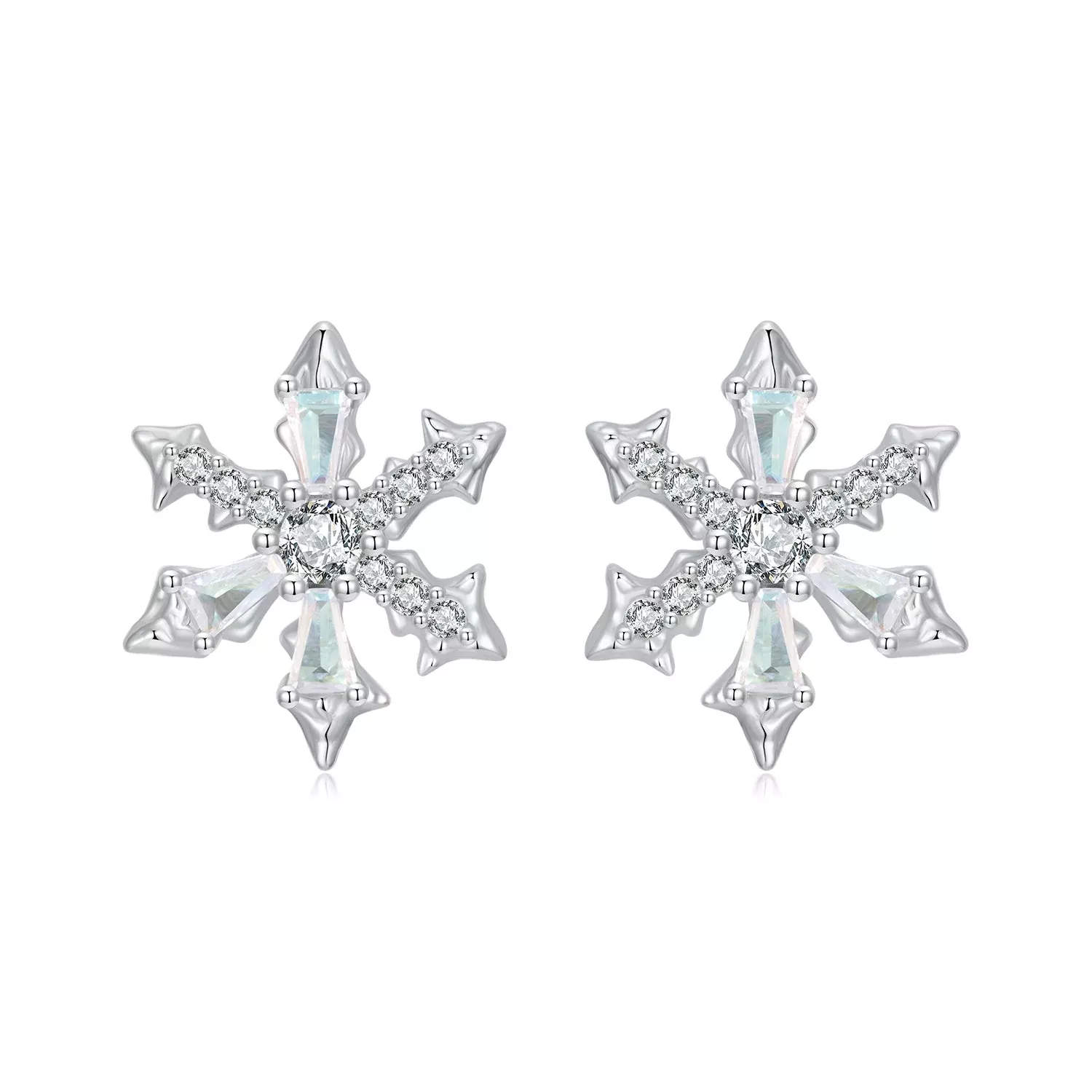 925 Sterling Silver Earrings with Plated White Gold and CZ