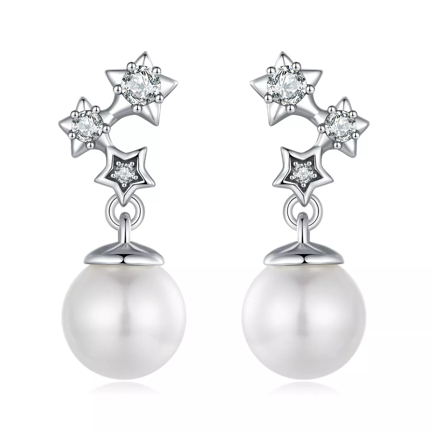 925 Sterling Silver Earrings with Quality Shell Pearl and CZ for Women