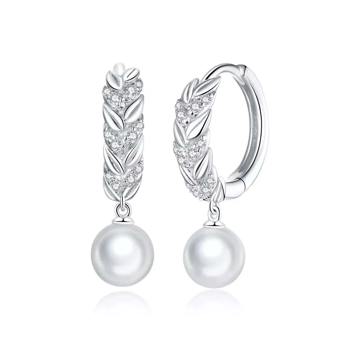 925 Sterling Silver Earrings with Quality Shell Pearl and CZ