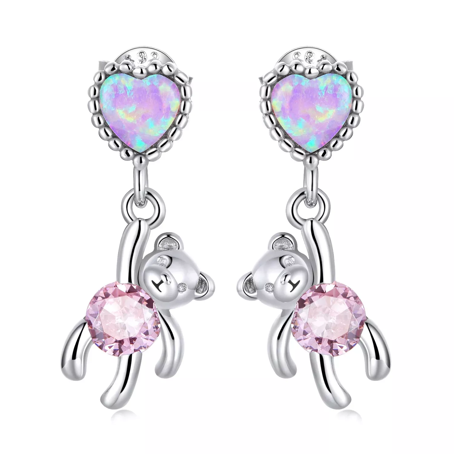 925 Sterling Silver Earrings with Translucent Opal and CZ for Women