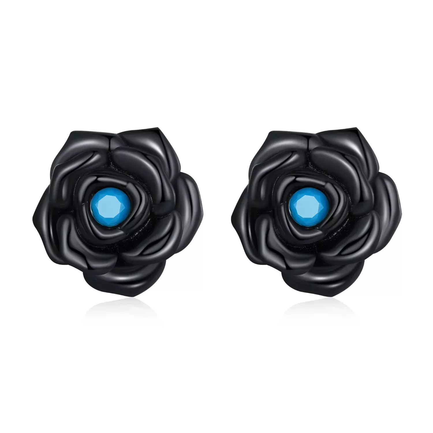 925 Sterling Silver Earrings with Turquoise and Black Gold Finish