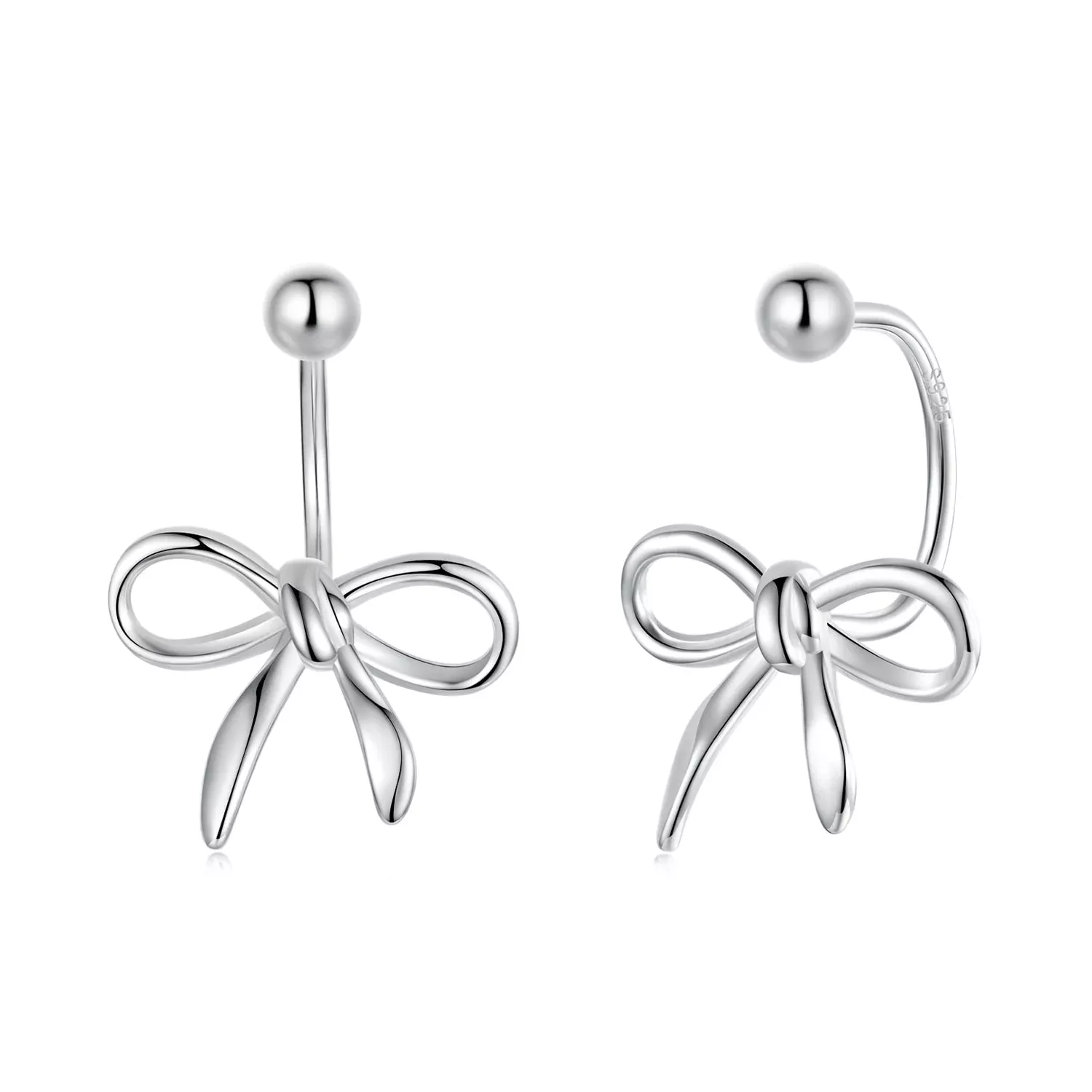 925 Sterling Silver Earrings with White Gold Plating - 1.0*1.3 cm
