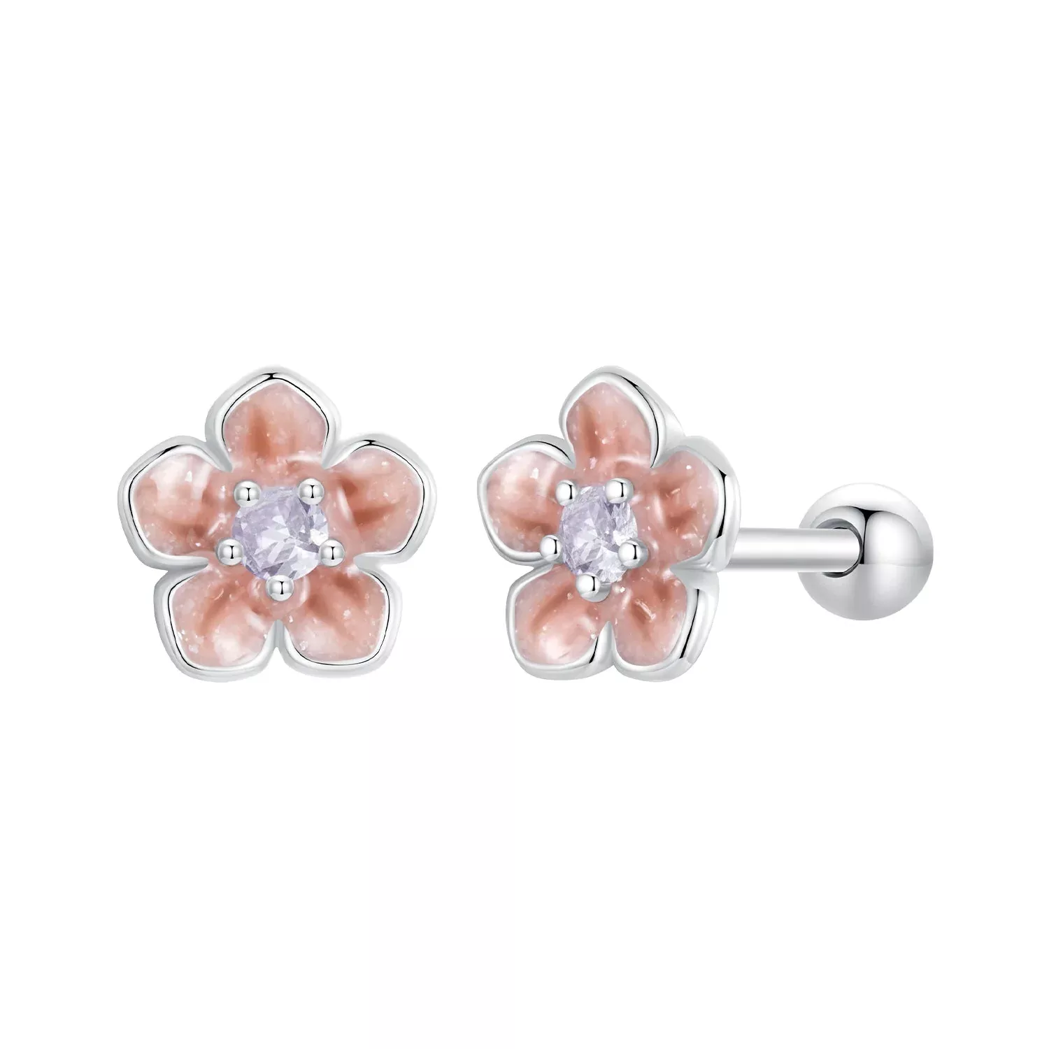 925 Sterling Silver Earrings with White Gold Plating and Pavé Setting CZ