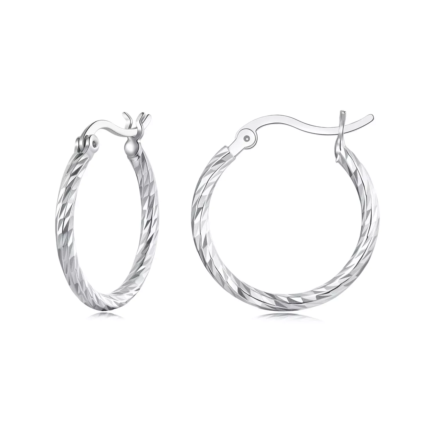 925 Sterling Silver Earrings with White Gold Plating