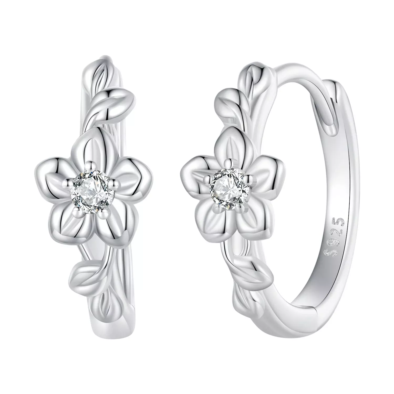925 Sterling Silver Earrings with Zircon and Platinum Plating