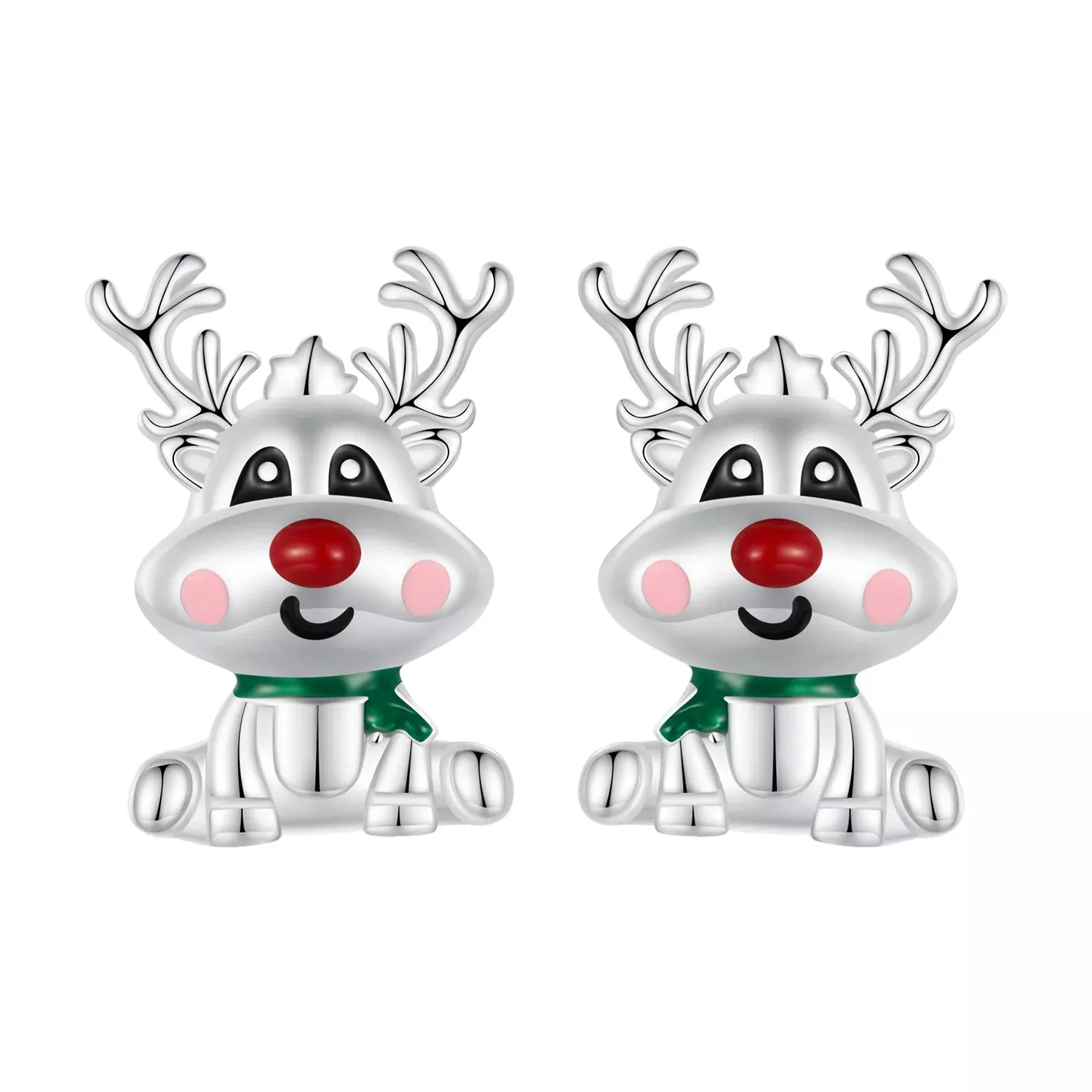 925 Sterling Silver Enamel Earrings 12x9mm