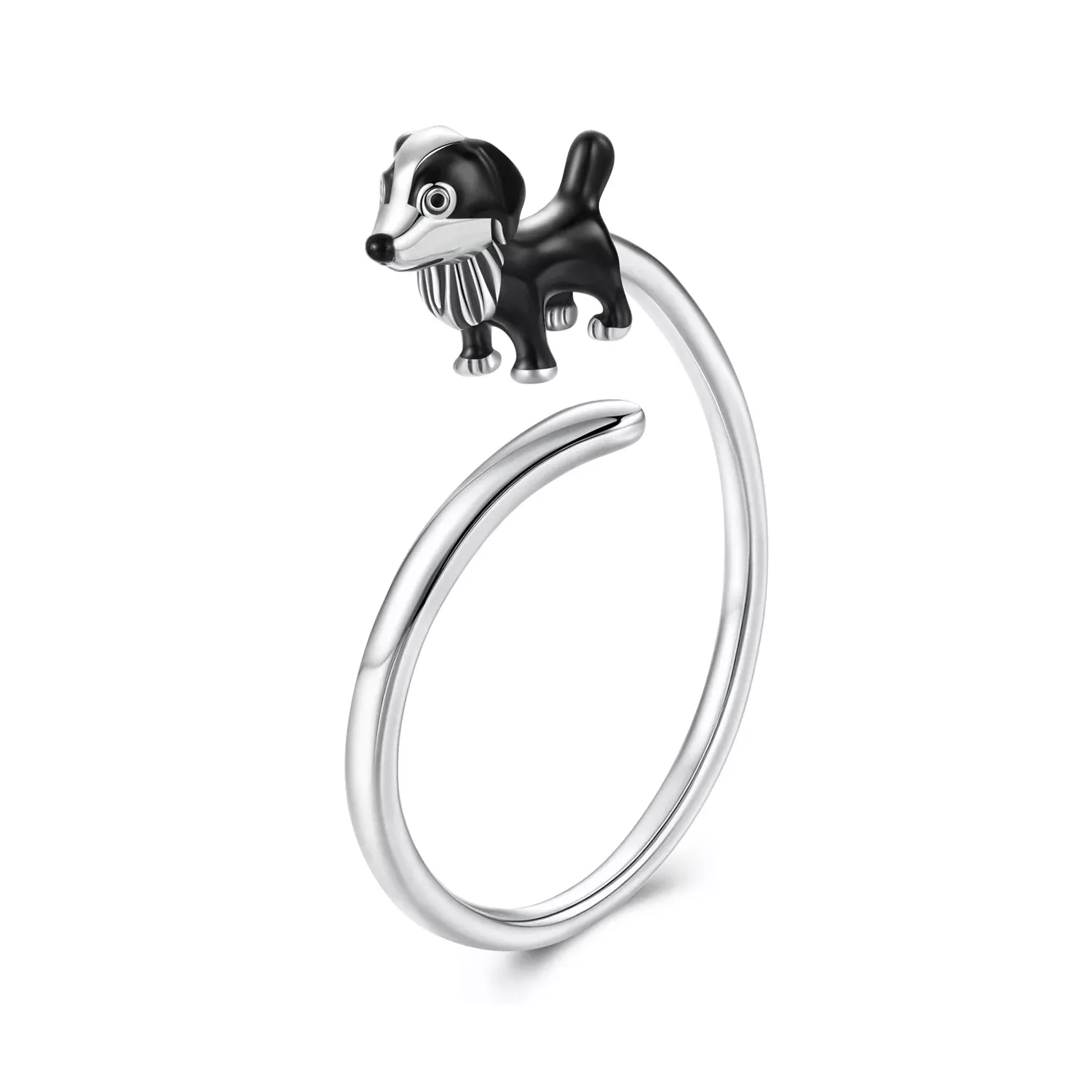 925 Sterling Silver Enamel Oxidized Silver Ring for Dogs