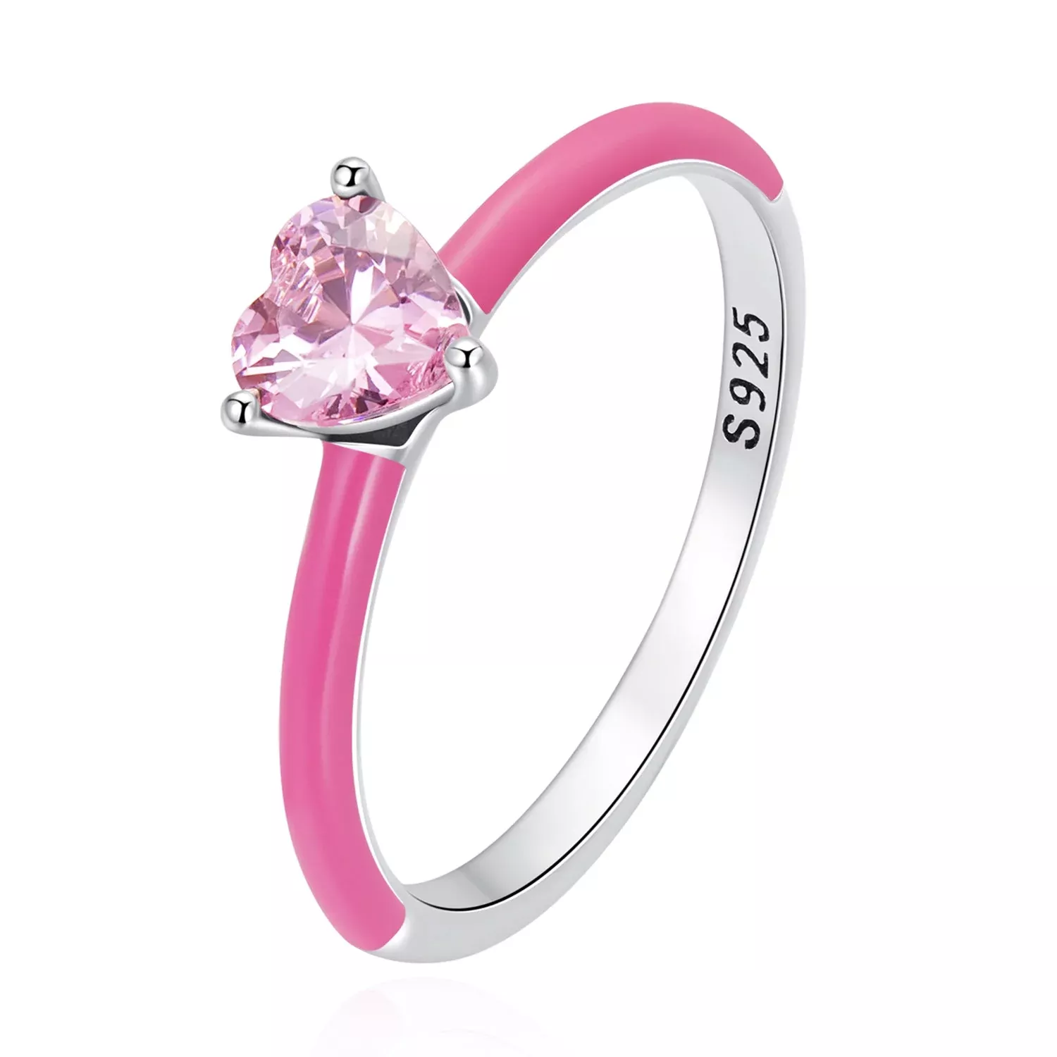 925 Sterling Silver Enamel Pavé CZ Ring Size 7 for Women