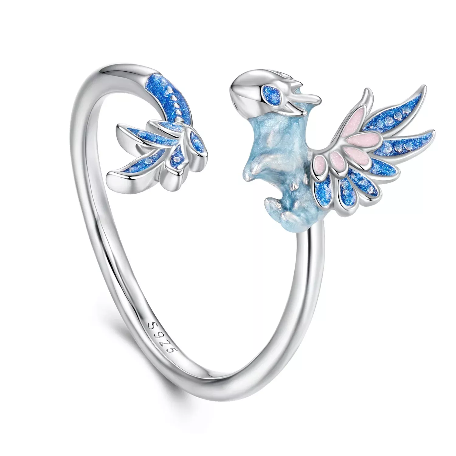 925 Sterling Silver Enamel Process Pavé CZ White Gold Ring for Women