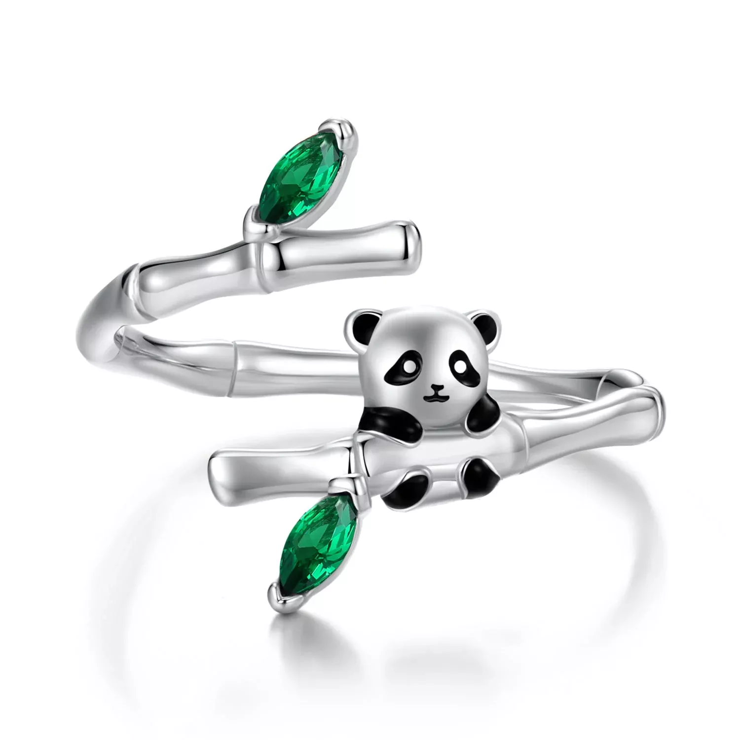 925 Sterling Silver Enamel White Gold Pave Set CZ Ring