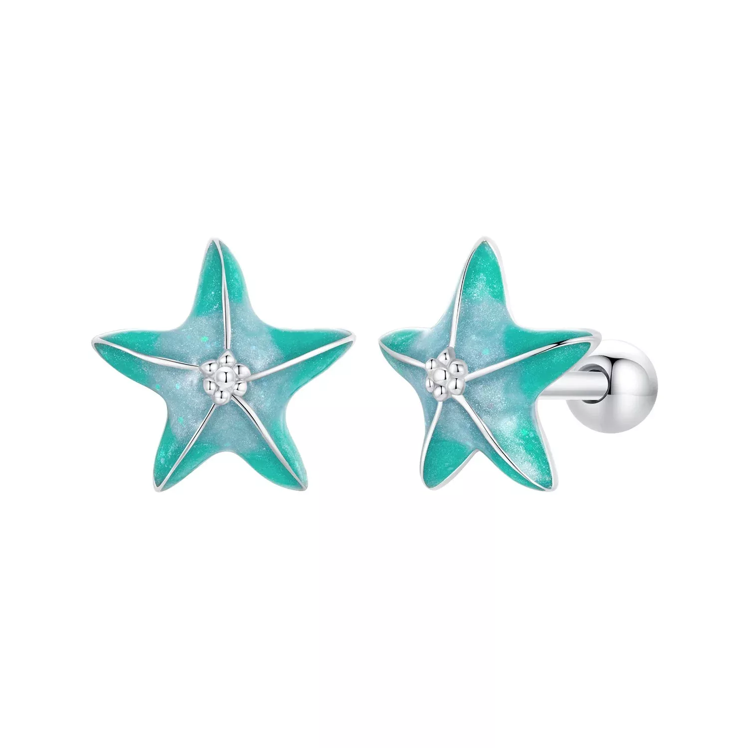925 Sterling Silver Enamel White Gold Plated Earrings