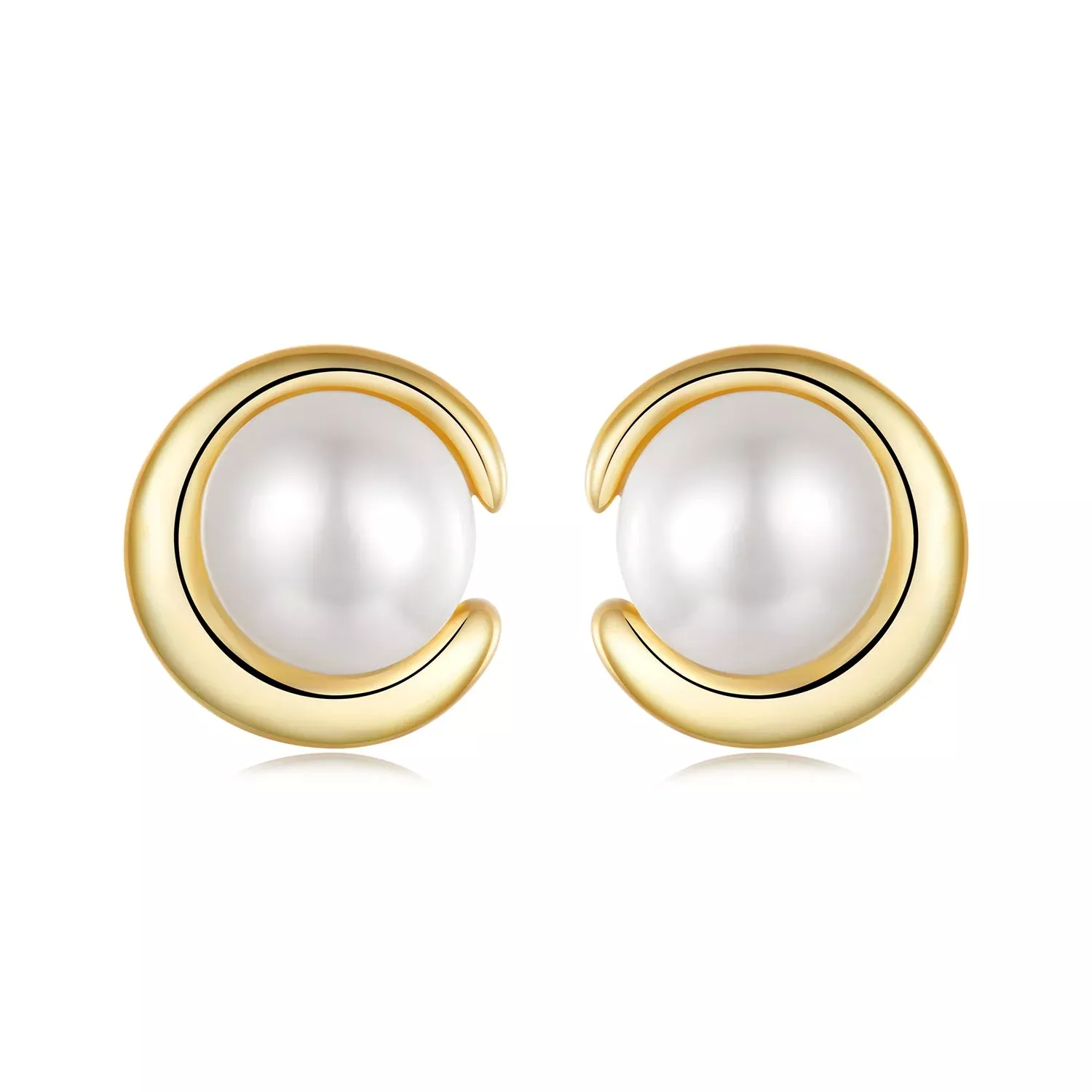 925 Sterling Silver Freshwater Pearl Gold Plated Earrings