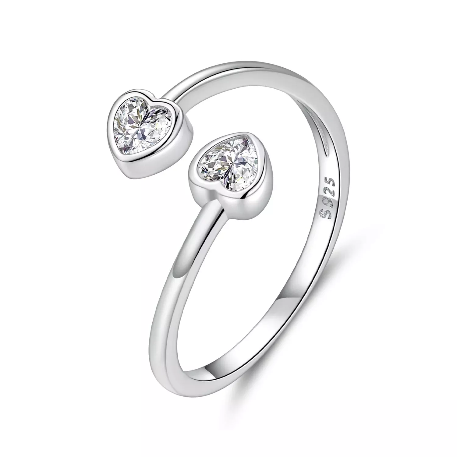 925 Sterling Silver Heart Shaped 0.17cm CZ Ring for Women