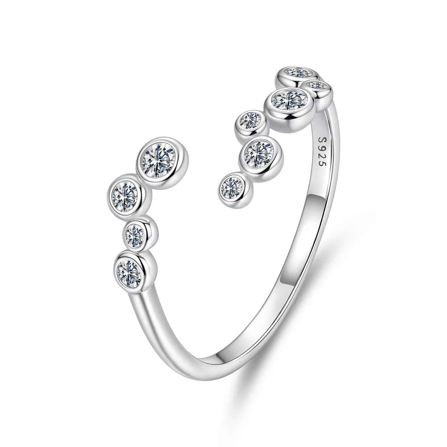 925 Sterling Silver Moissanite 0.06 Carat Ring for Women, Size E