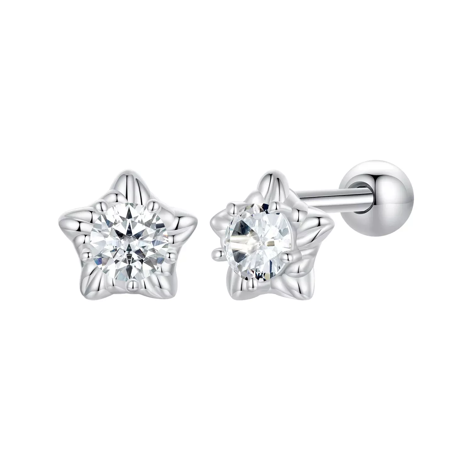 925 Sterling Silver Moissanite Stud Earrings 5mm for Women