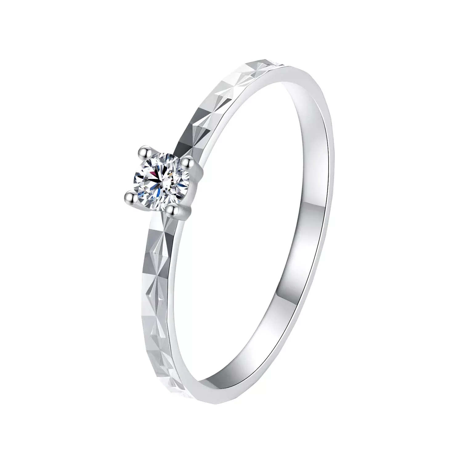 925 Sterling Silver Moissanite White Gold Plated Ring Size 6