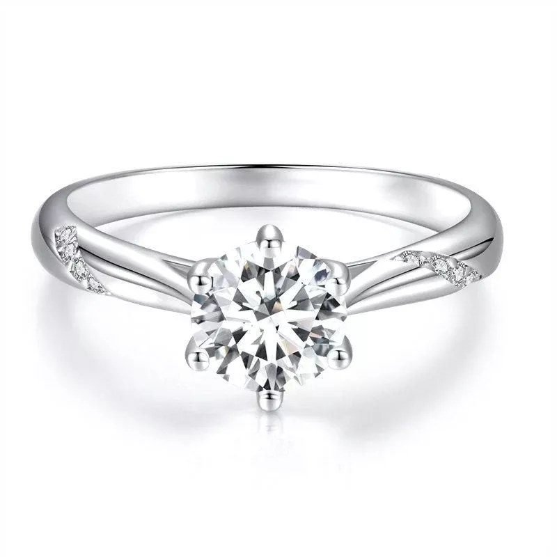 925 Sterling Silver Moissanite & Zircon Ring Size 5