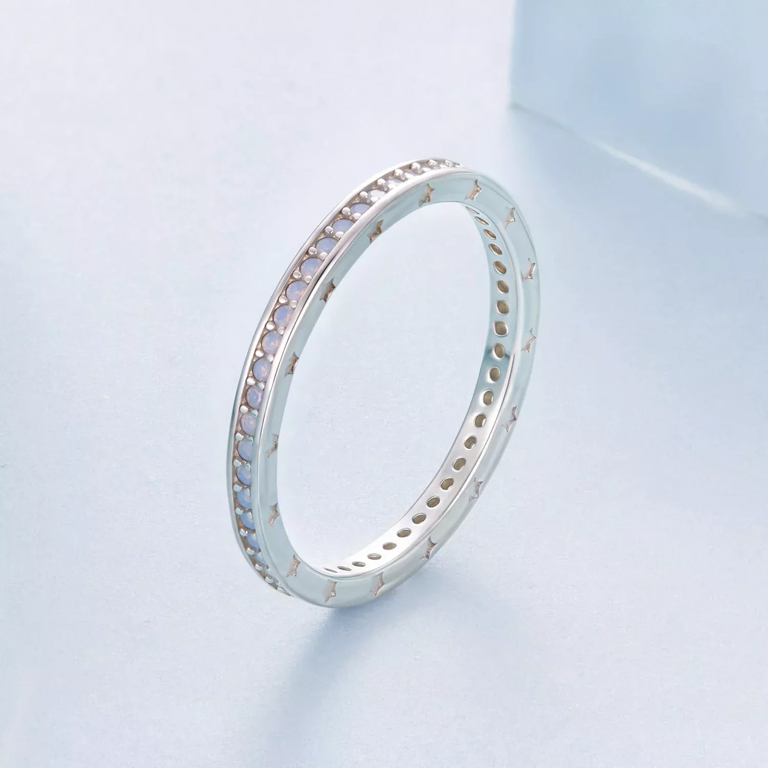 925 Sterling Silver Nano Opal Ring Size 6.0 for Women