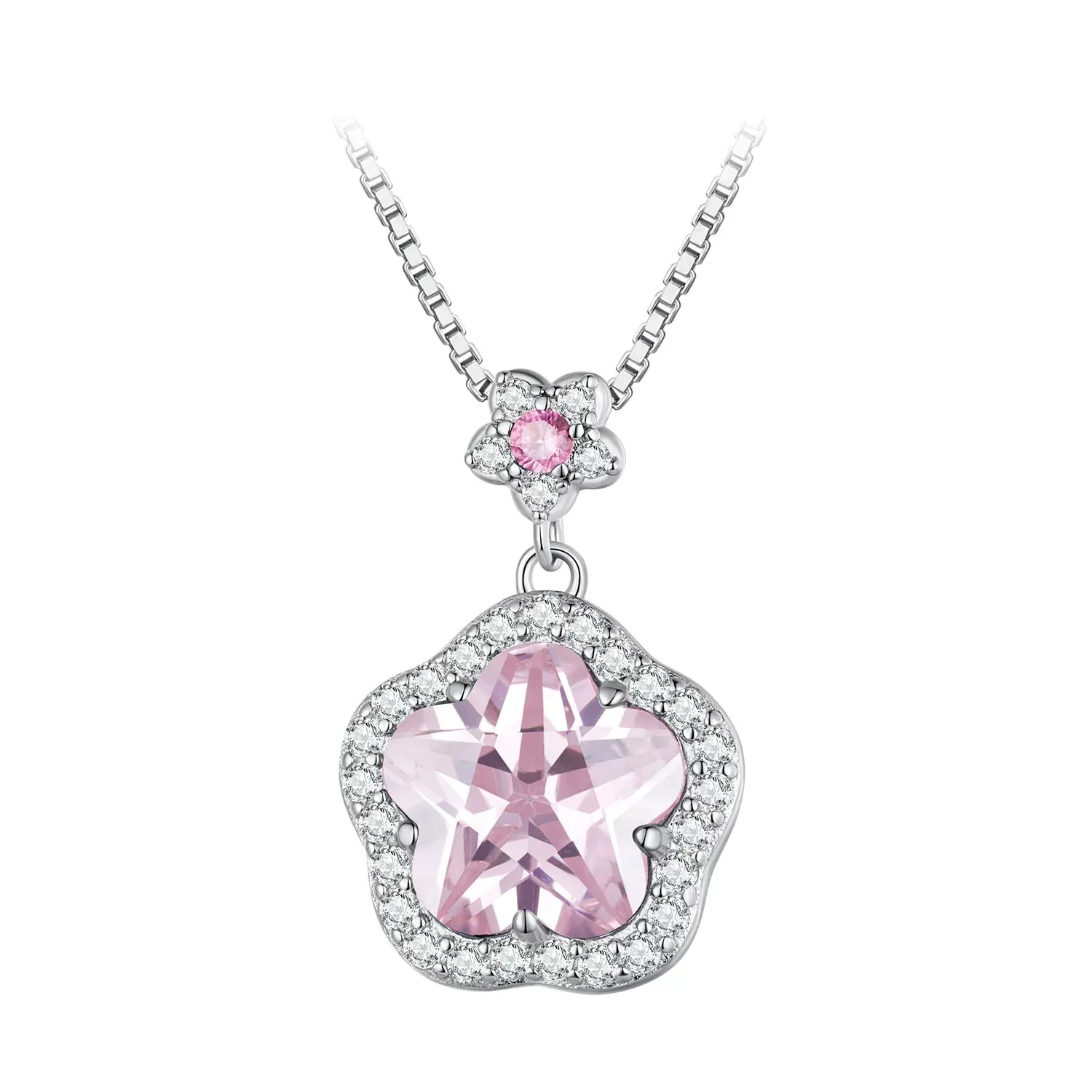 925 Sterling Silver Necklace with 19*13mm CZ Pendant