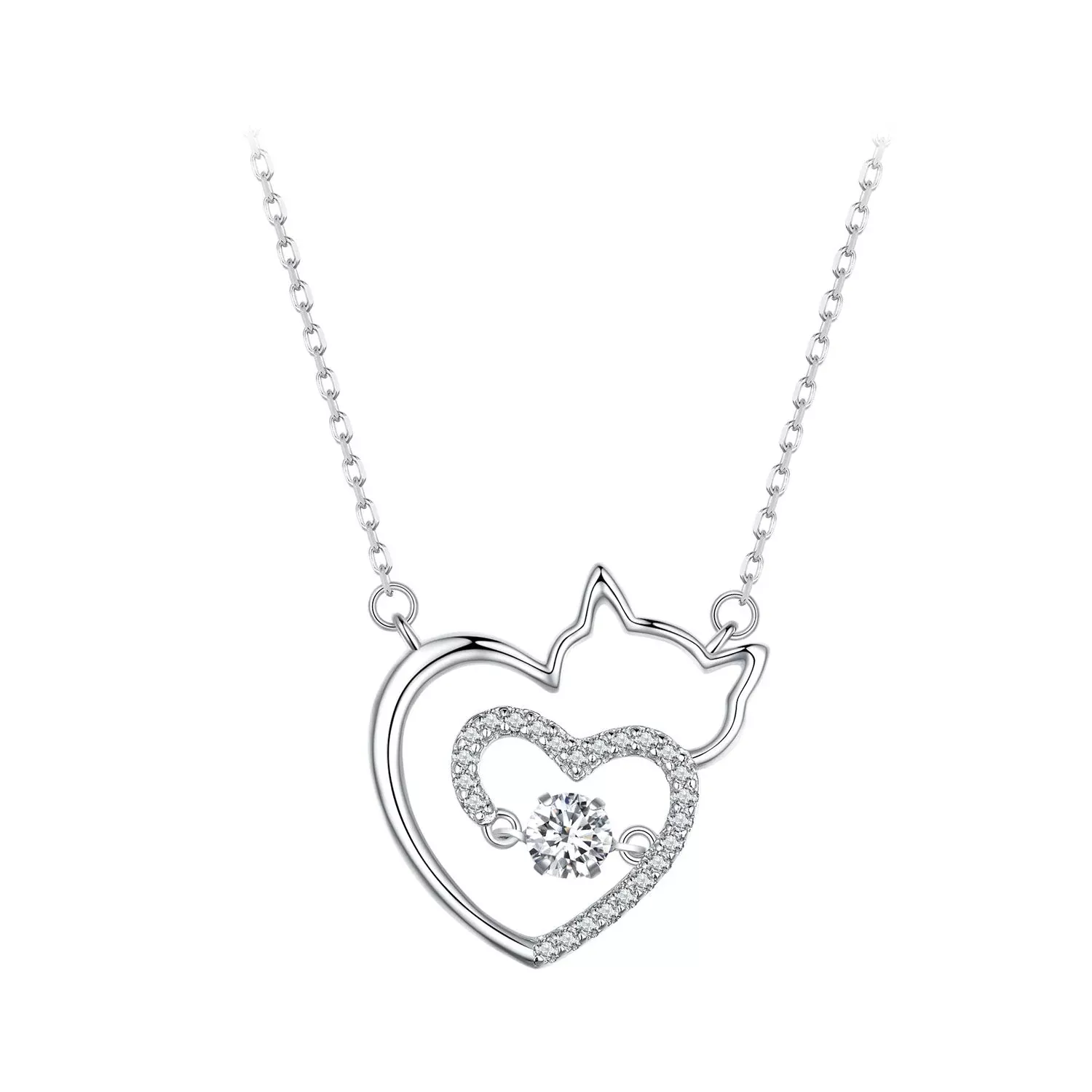 925 Sterling Silver Necklace with 19*18mm Pavé Setting CZ Pendant