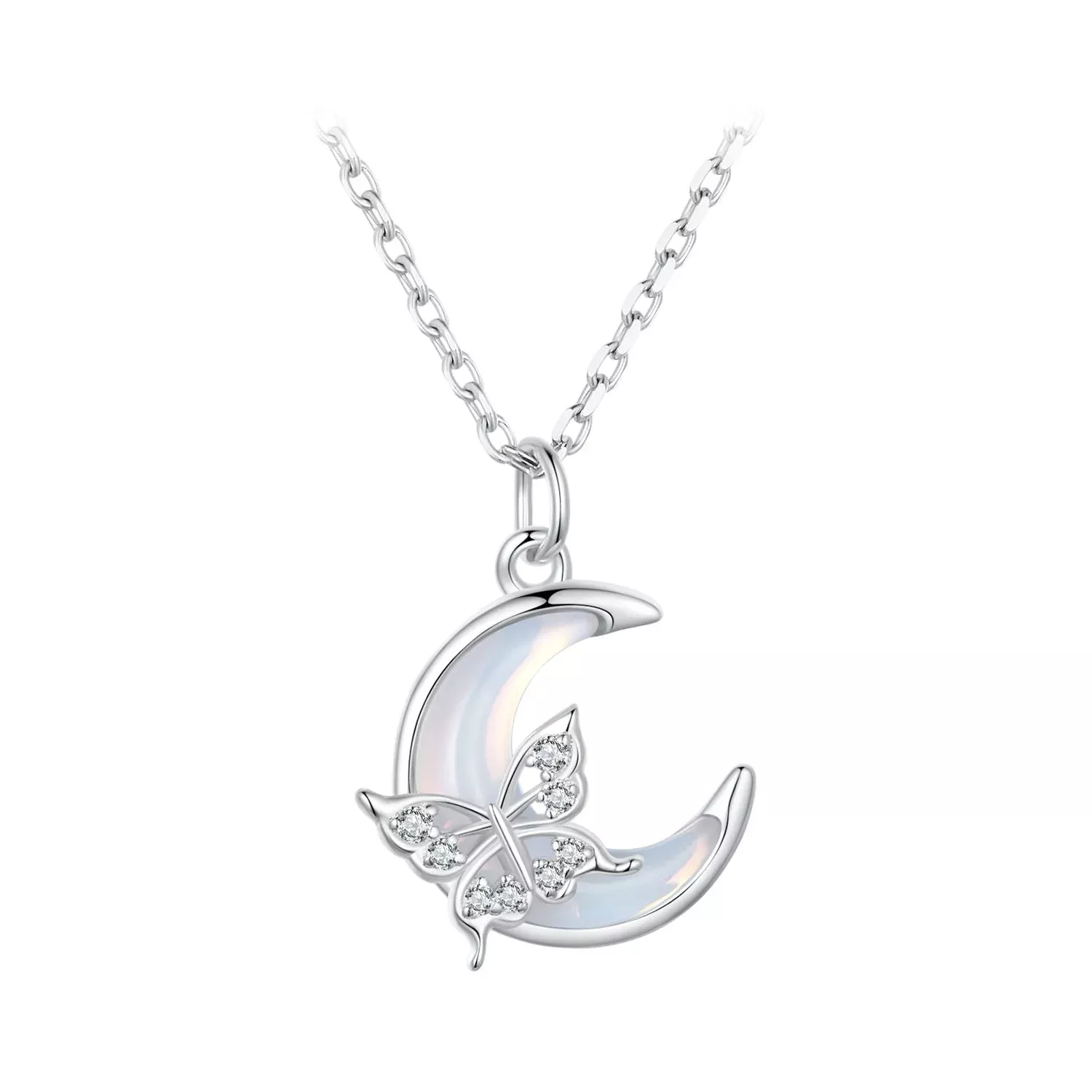 925 Sterling Silver Necklace with CZ and Resin Pendant