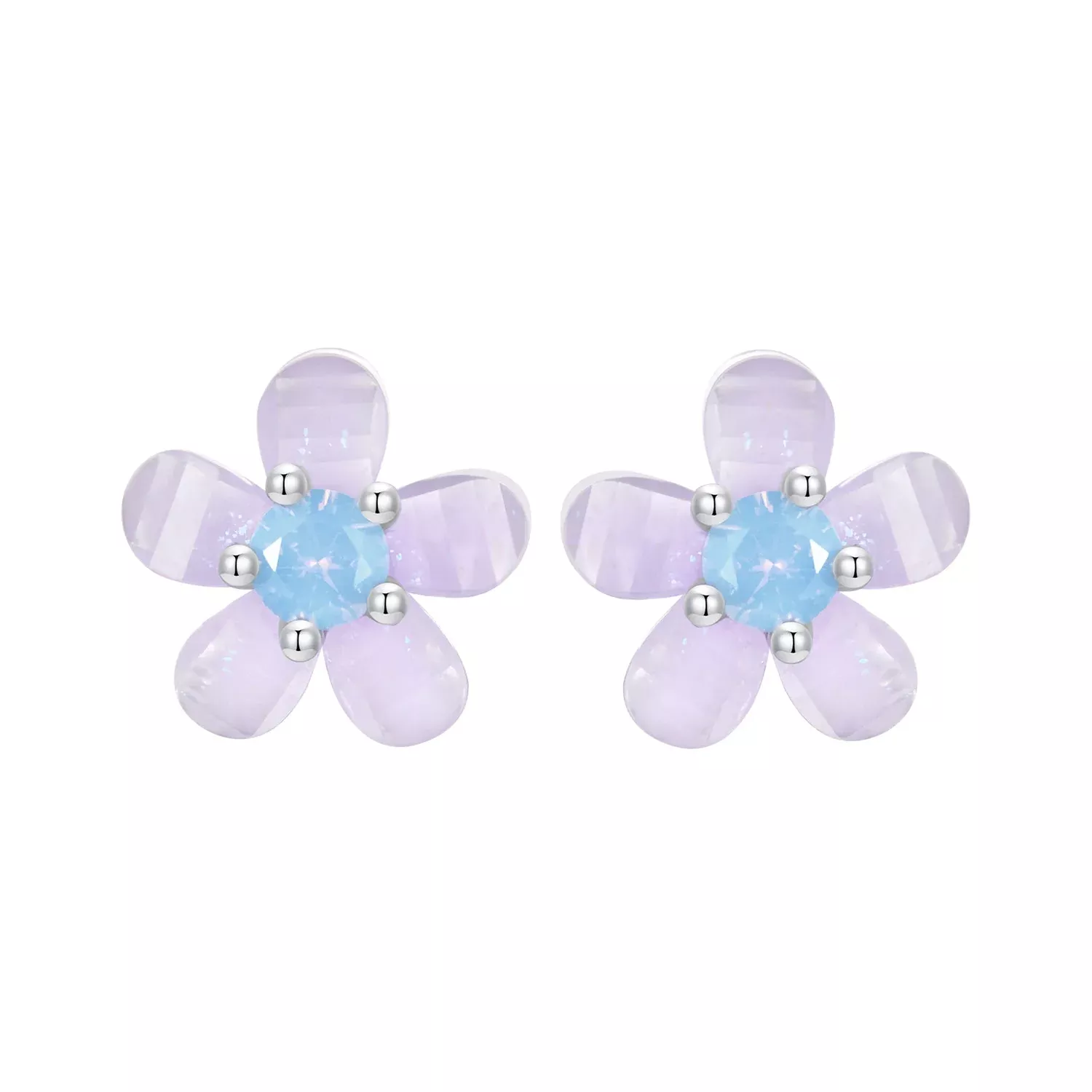 925 Sterling Silver Opal 8mm Earrings for Women