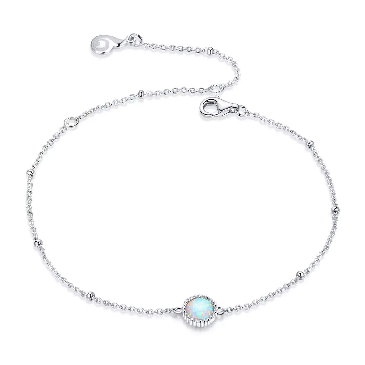 925 Sterling Silver Opal Bracelet for Women - Adjustable Size, Translucent Color