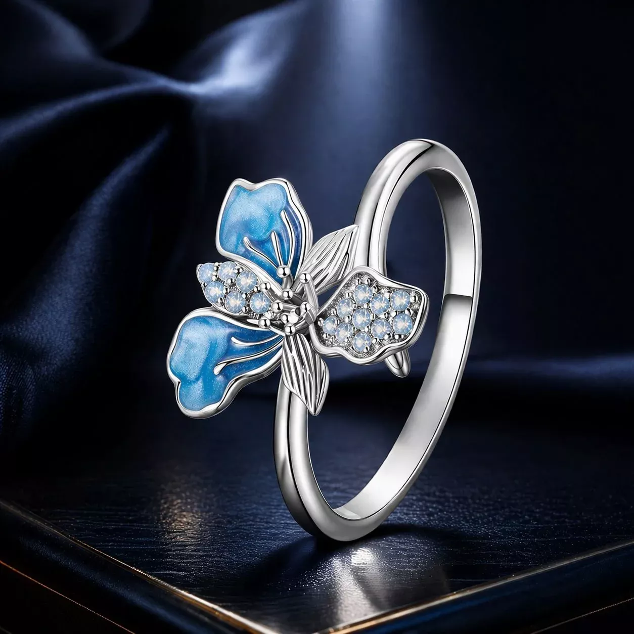 925 Sterling Silver Opal Enamel Ring for Women
