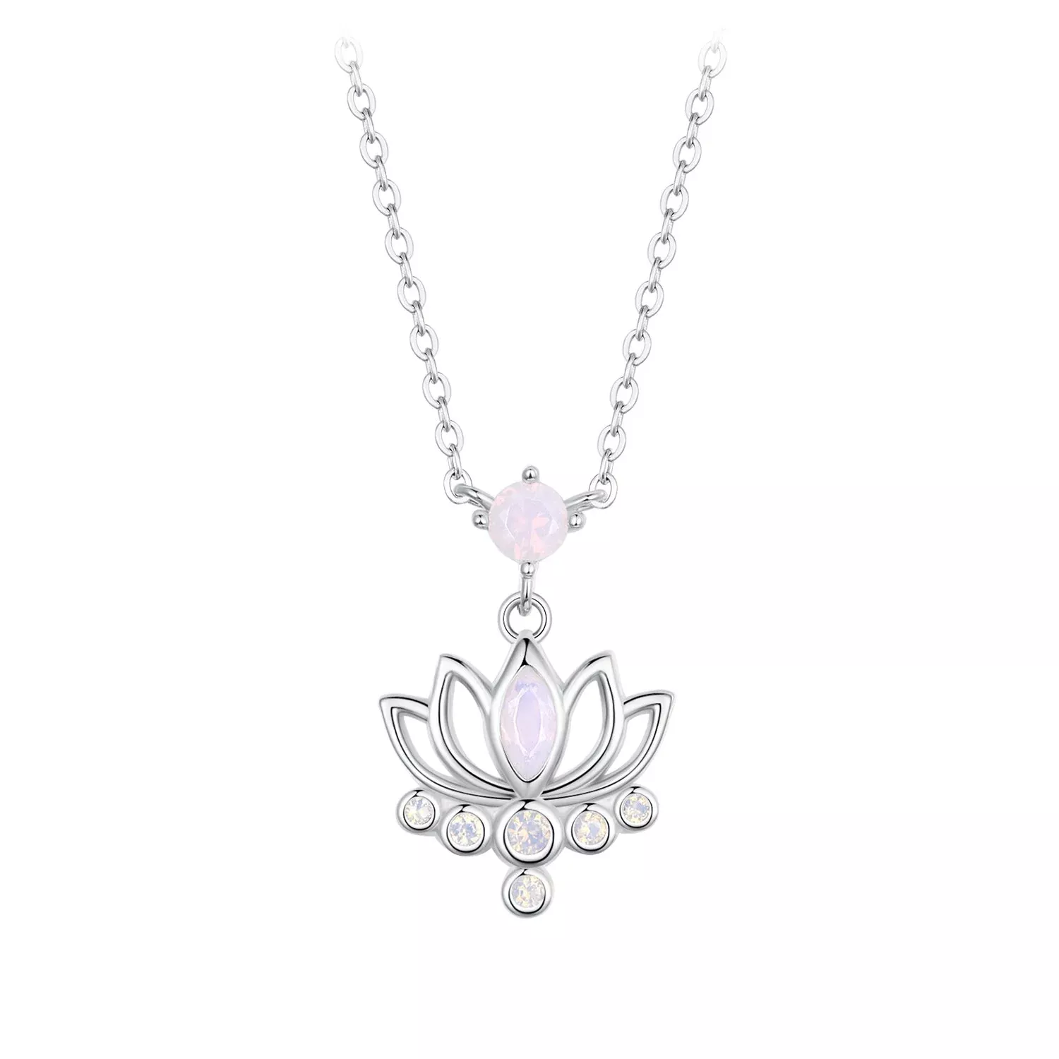 925 Sterling Silver Opal Nanometer Stone Necklace for Women