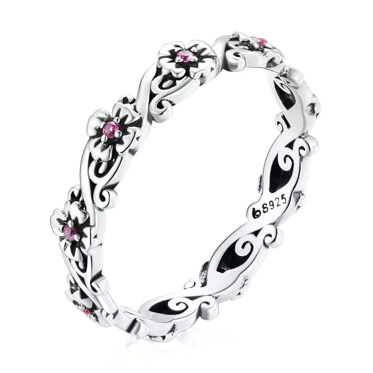 925 Sterling Silver Oxidized CZ Pavé Ring Size 6 for Women