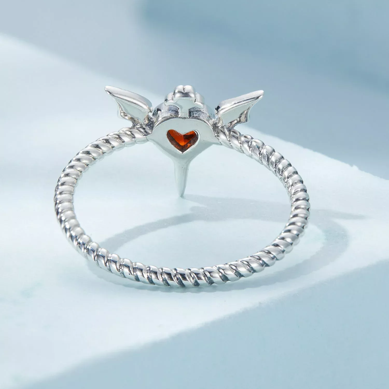 925 Sterling Silver Oxidized CZ Pendant Ring Size 6 for Women