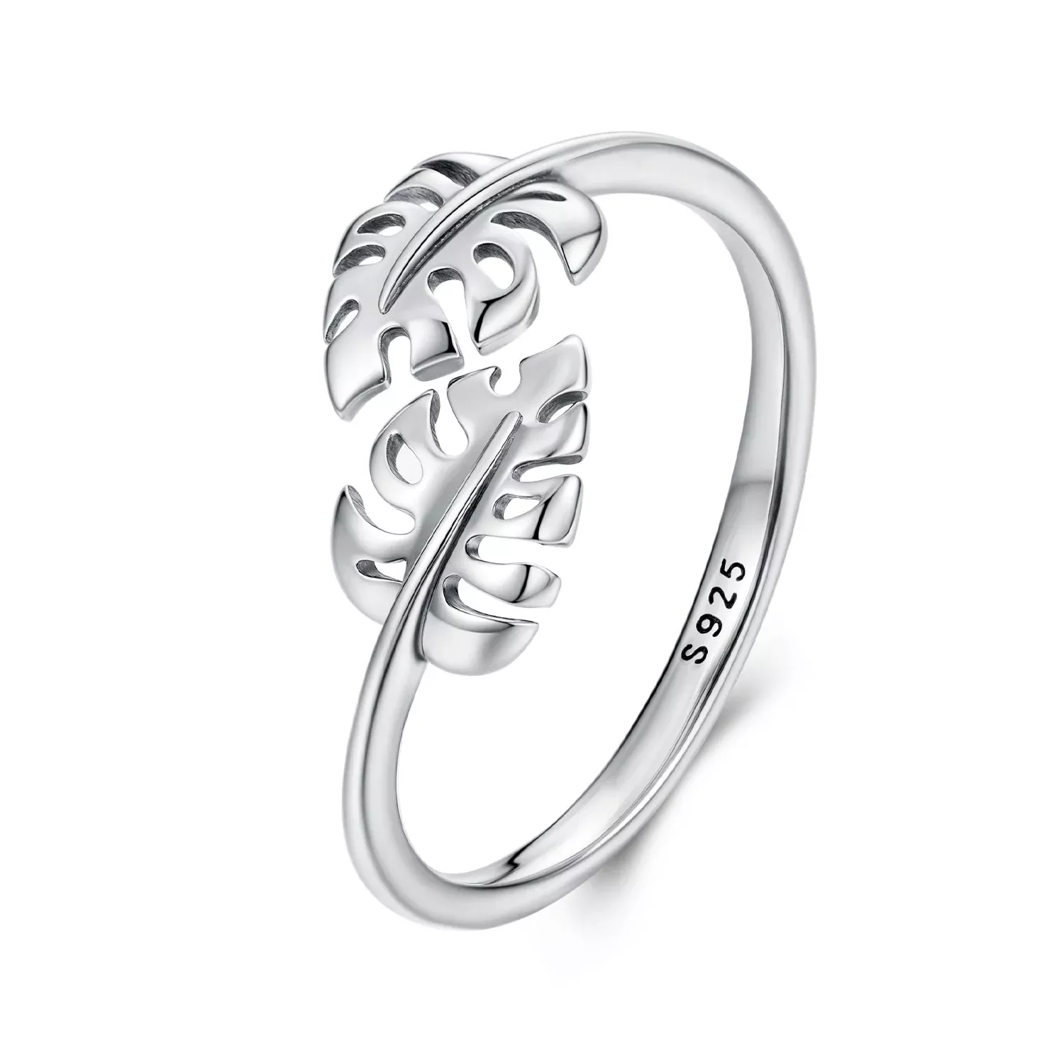 925 Sterling Silver Oxidized Leaf Ring for Women
