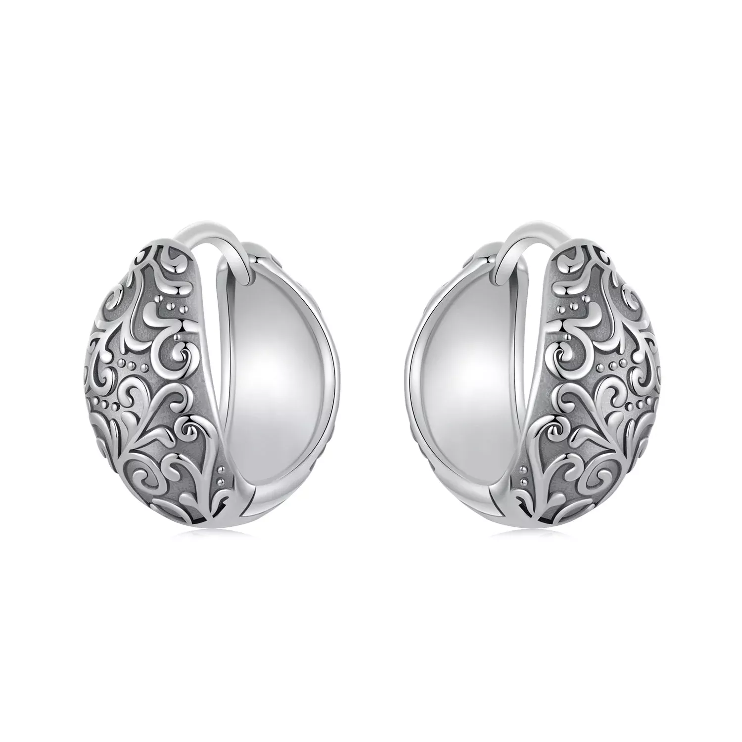 925 Sterling Silver Oxidized Silver Earrings 1.2*0.6cm for Women