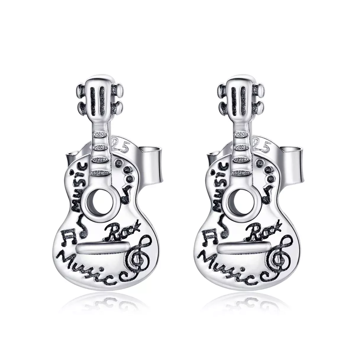 925 Sterling Silver & Oxidized Silver Earrings for Women - 1.3*0.6cm