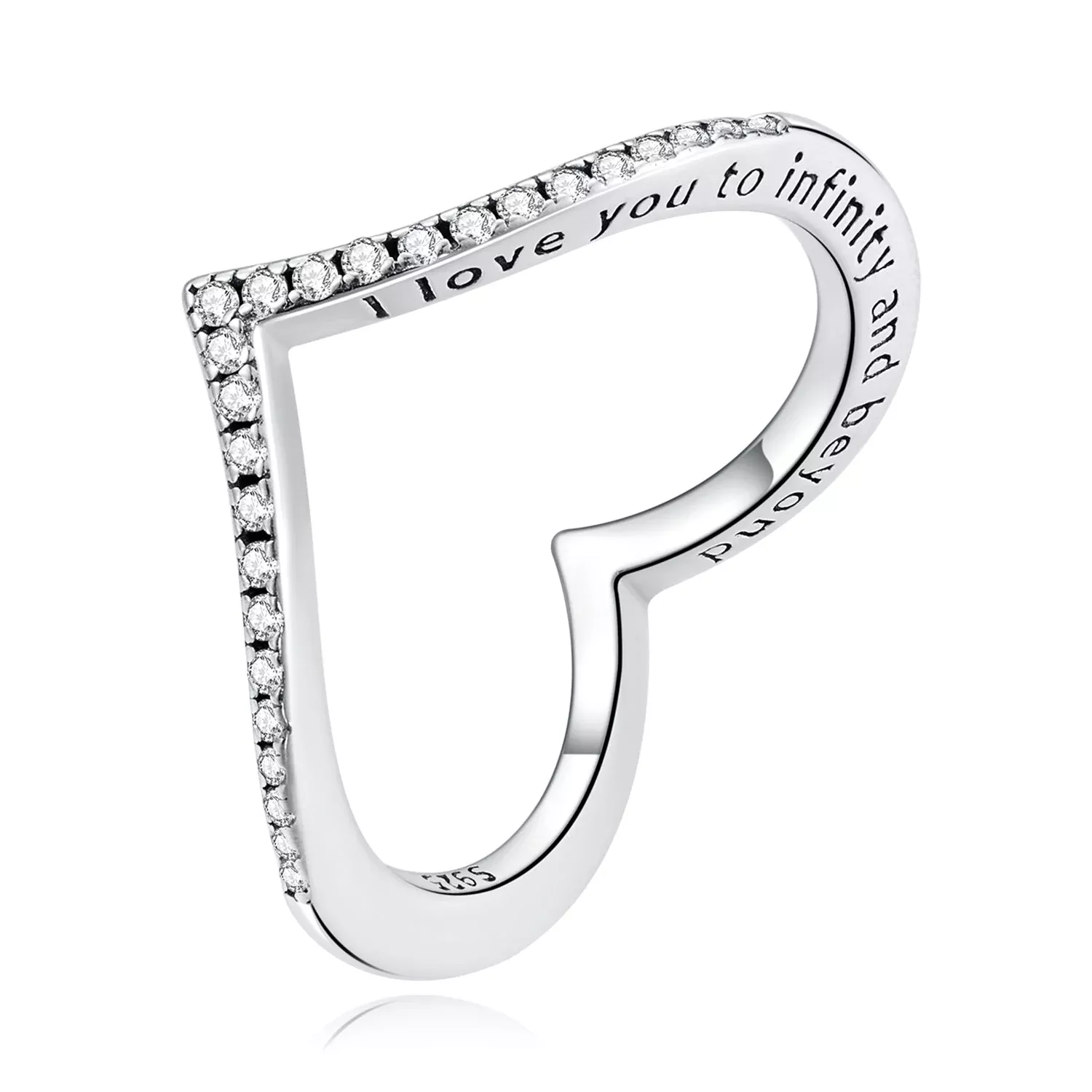925 Sterling Silver Oxidized Size 6.0 Pavé CZ Ring for Women