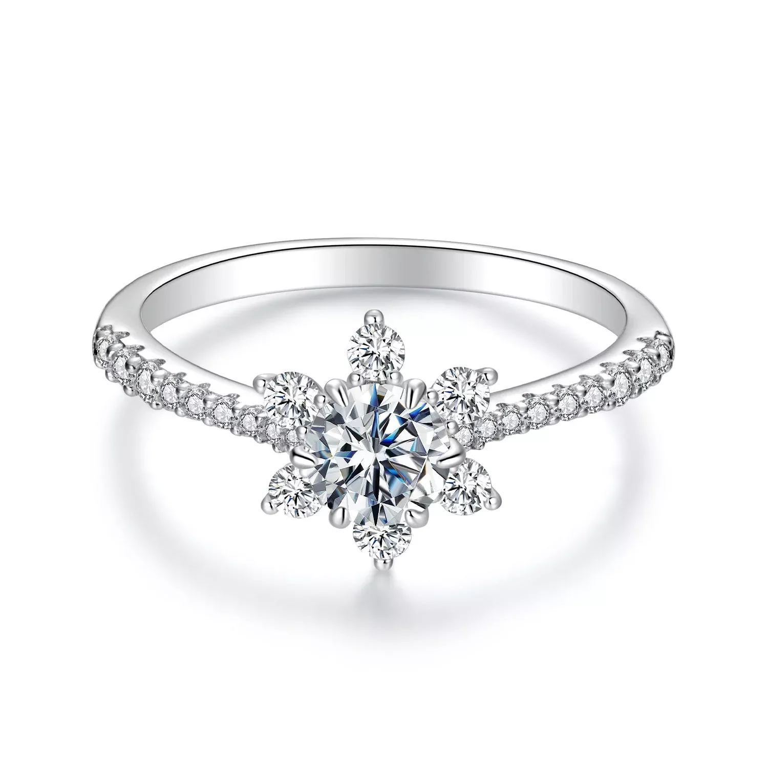 925 Sterling Silver Pavé Moissanite Ring with CZ - Size 6